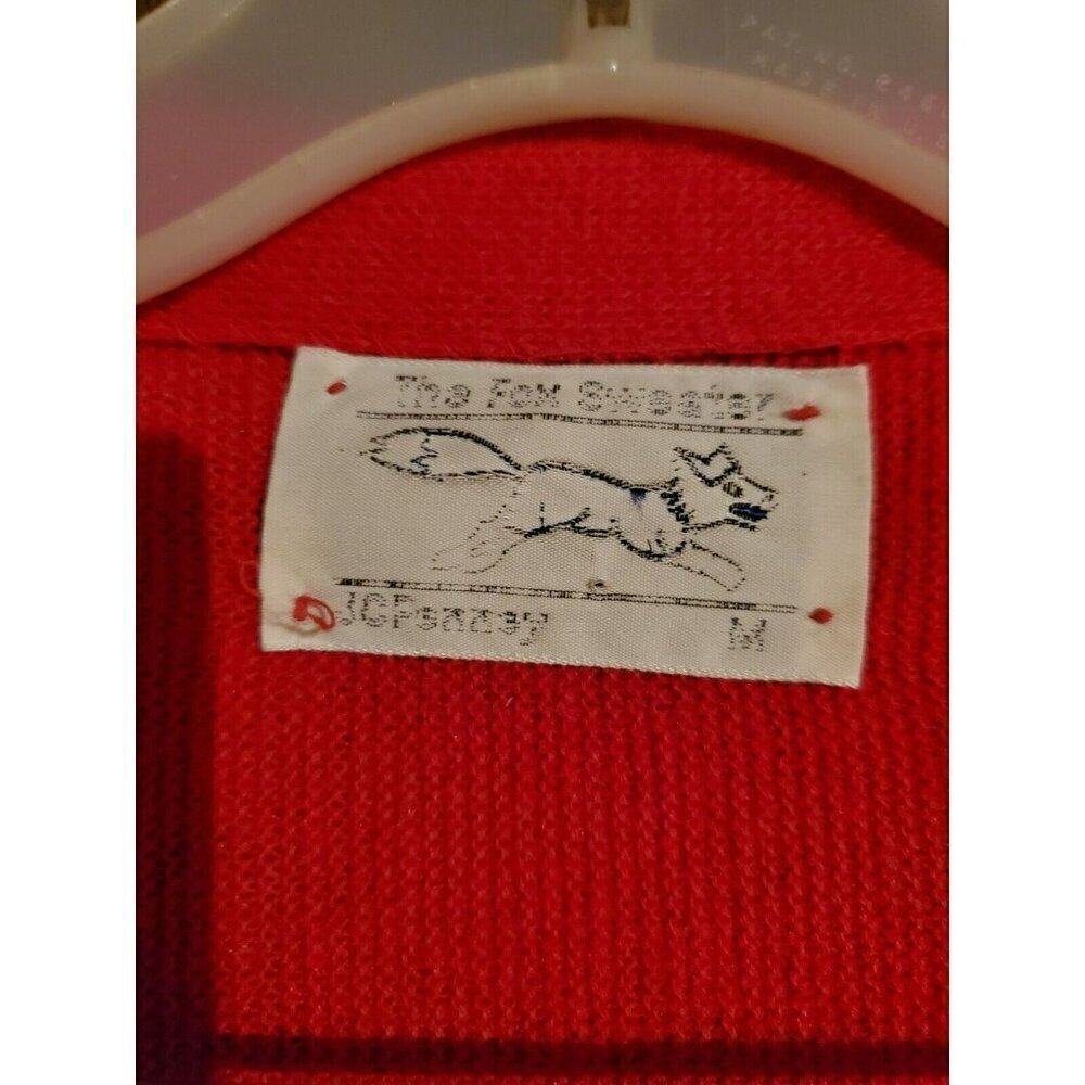 80's Vintage The Fox Sweater JC Penney Acryl Cardigan Size M Kurt Cobain Nirvana - Picture 4 of 7